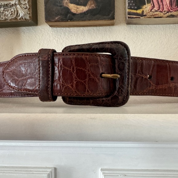 Polo by Ralph Lauren Genuine Brown‎ Alligator Belt Made In Italy Size 30 - Picture 3 of 10